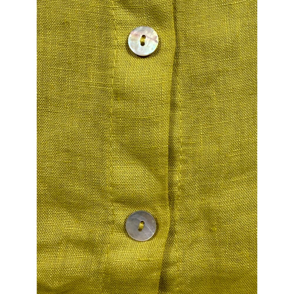 Terzo Millennio Italian Linen Top Green Yellow Tunic Size Large - Picture 5 of 9